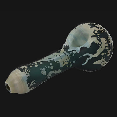 Liberty 503 Glass - Ocean  Sandblasted - Glass Spoon Pipe - pipeee.com