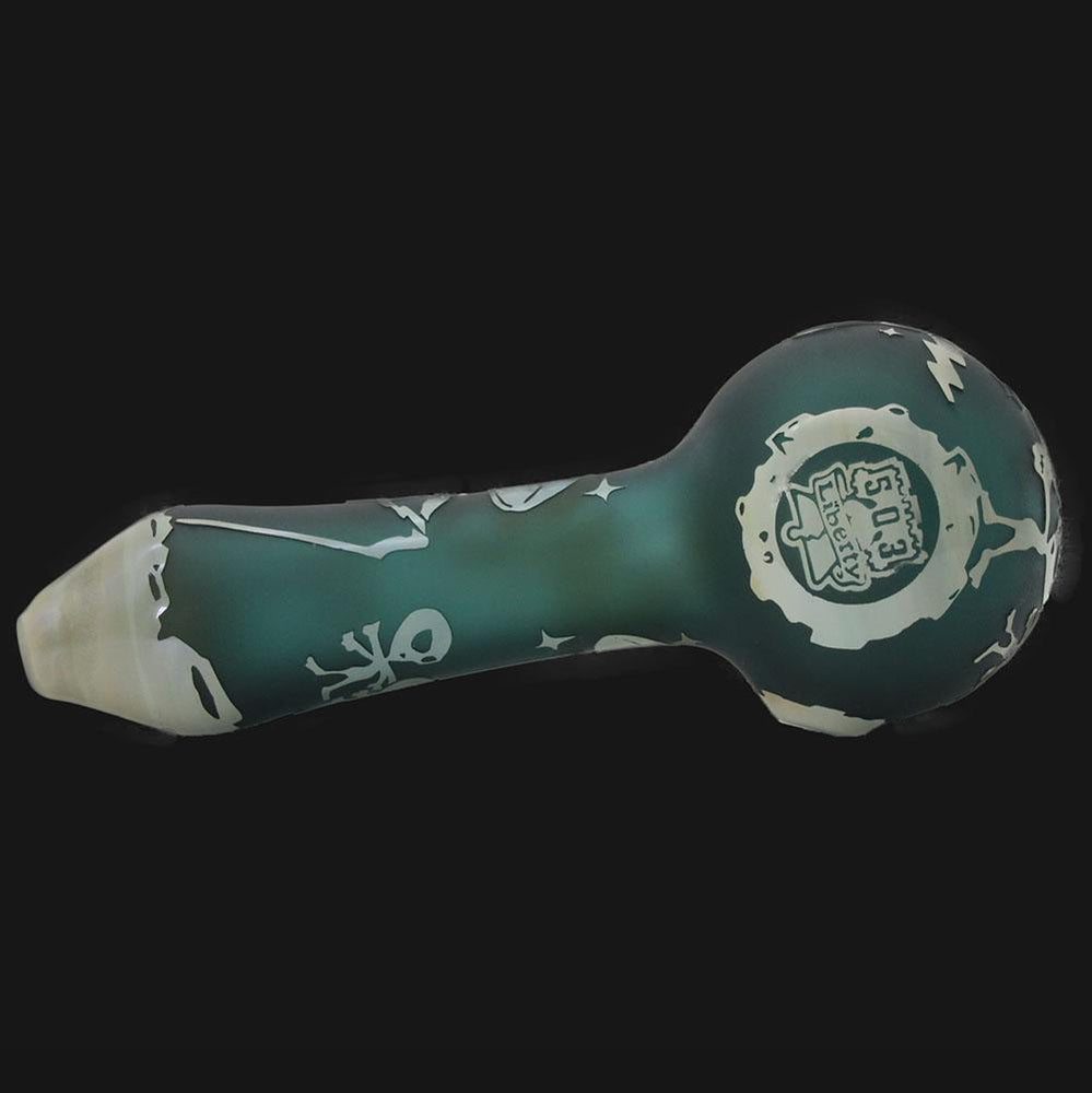 Liberty 503 Glass - Alien Sandblasted Spoon Pipe - pipeee.com