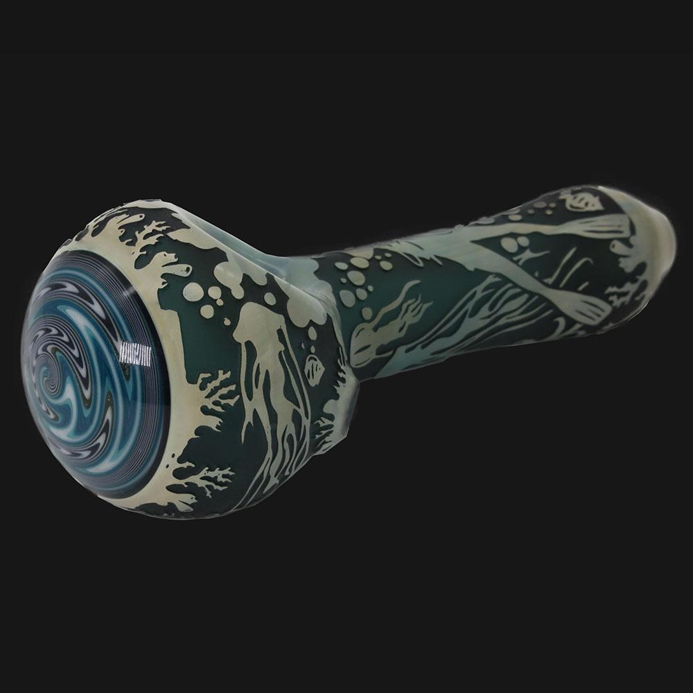 Liberty 503 Glass - Ocean  Sandblasted - Glass Spoon Pipe - pipeee.com Liberty 503 Glass - Ocean  Sandblasted - Glass Spoon Pipe - pipeee.com