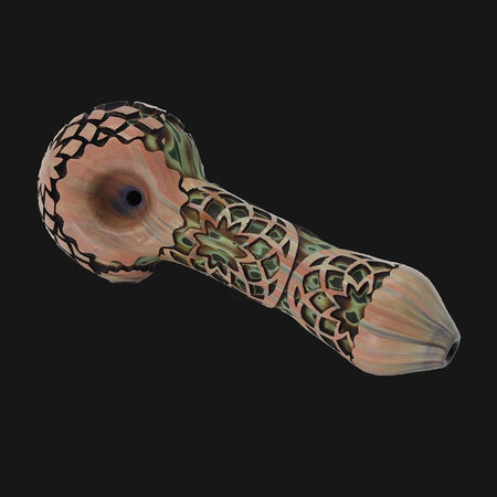 Liberty 503 Glass -  Sandblasted Glass Spoon Pipe - pipeee.com