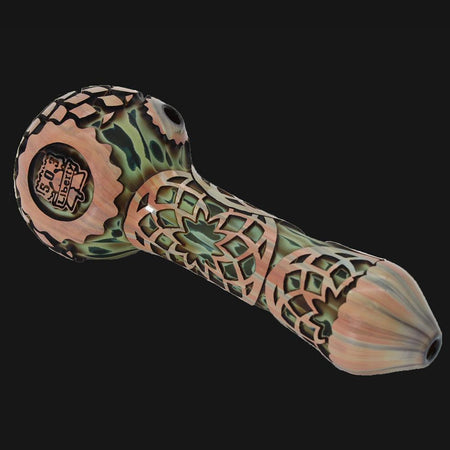 Liberty 503 Glass -  Sandblasted Glass Spoon Pipe - pipeee.com