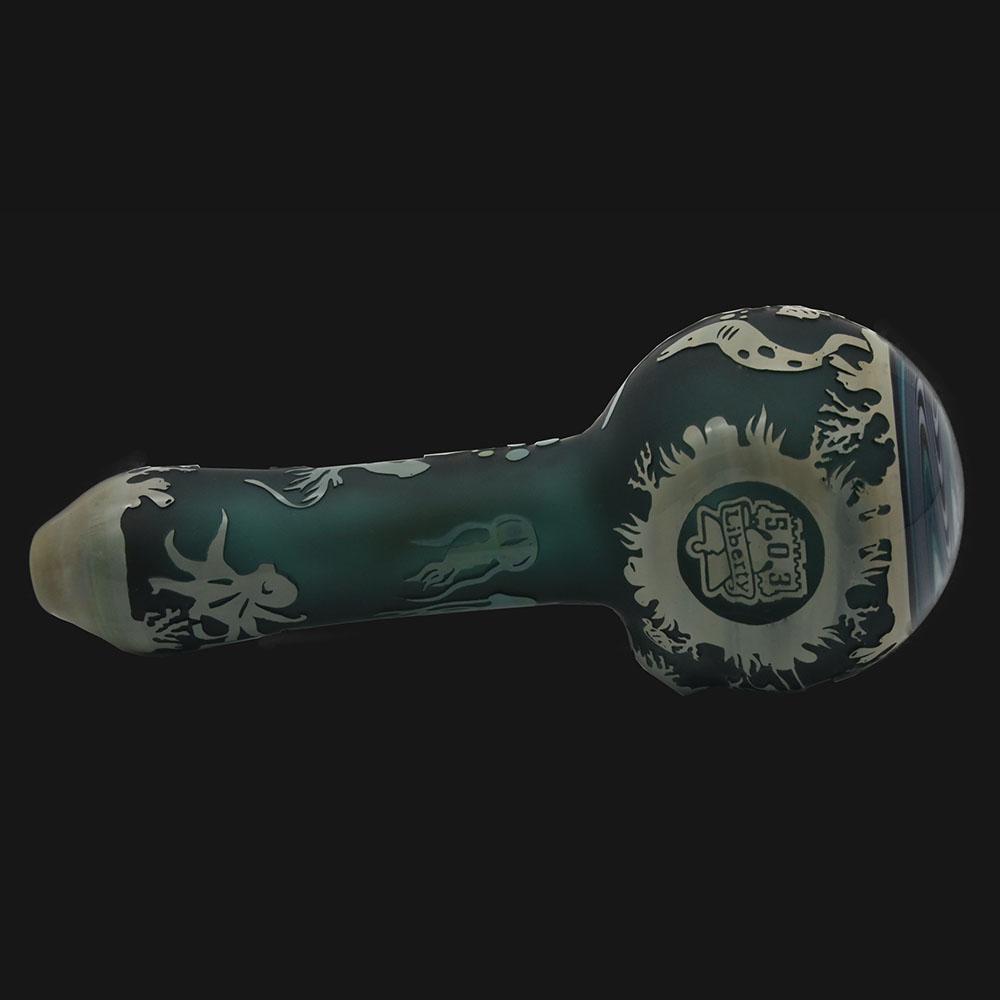 Liberty 503 Glass - Ocean  Sandblasted - Glass Spoon Pipe - pipeee.com Liberty 503 Glass - Ocean  Sandblasted - Glass Spoon Pipe - pipeee.com