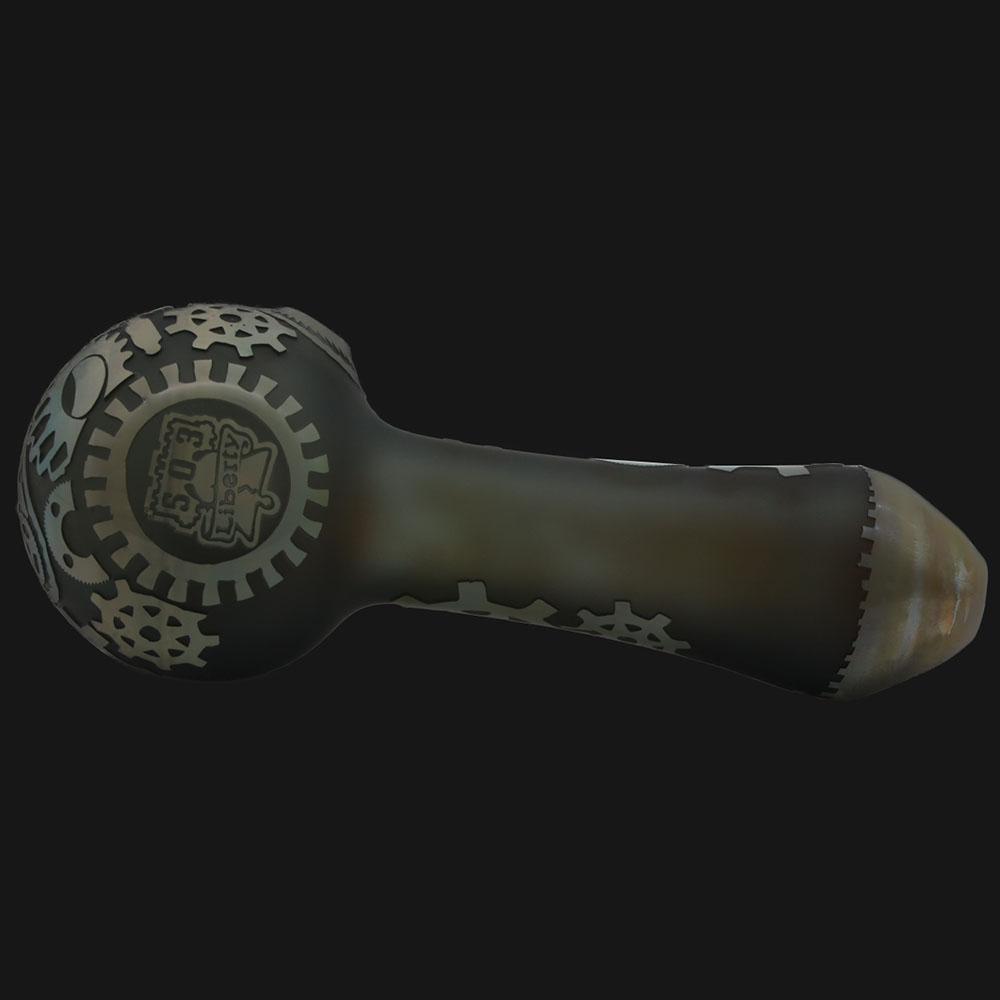 Liberty 503 Glass - Gear Sandblsted Spoon Pipe - pipeee.com