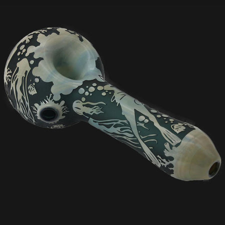 Liberty 503 Glass - Ocean  Sandblasted - Glass Spoon Pipe - pipeee.com