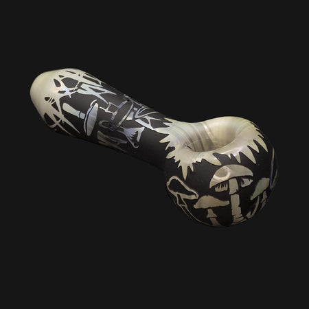 Liberty 503 Glass - Mushroom Sandblasted Spoon Pipe - pipeee.com