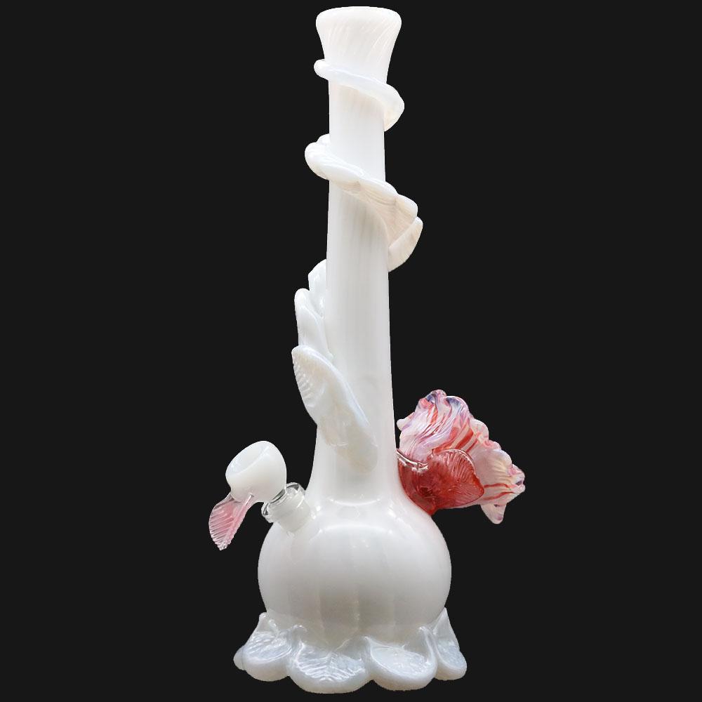 Noble Glass Soft Glass Water Pipe Pink Flower Wrap 14 Noble Glass Soft Glass Water Pipe Pink Flower Wrap 14