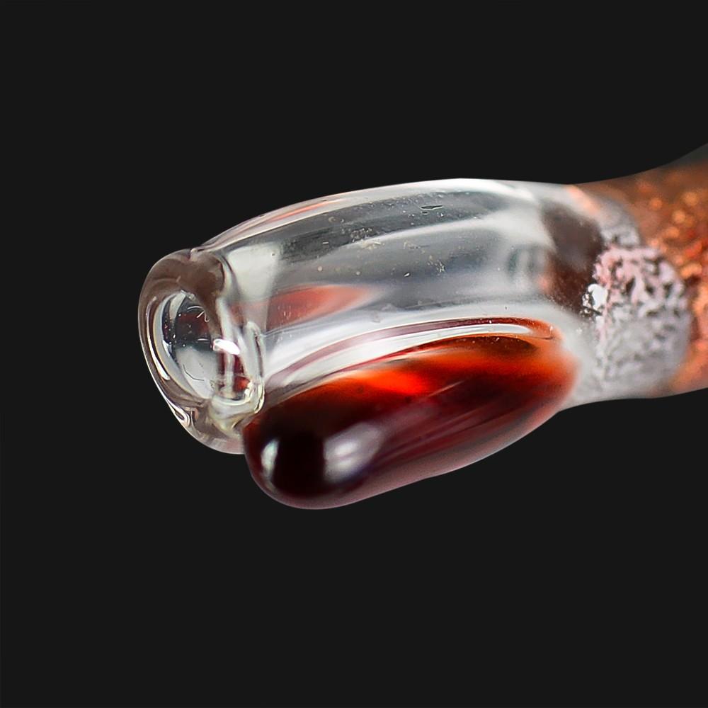 Cherry Glass - Finger Pinchie - Lava Patina One-Hitter Chillum