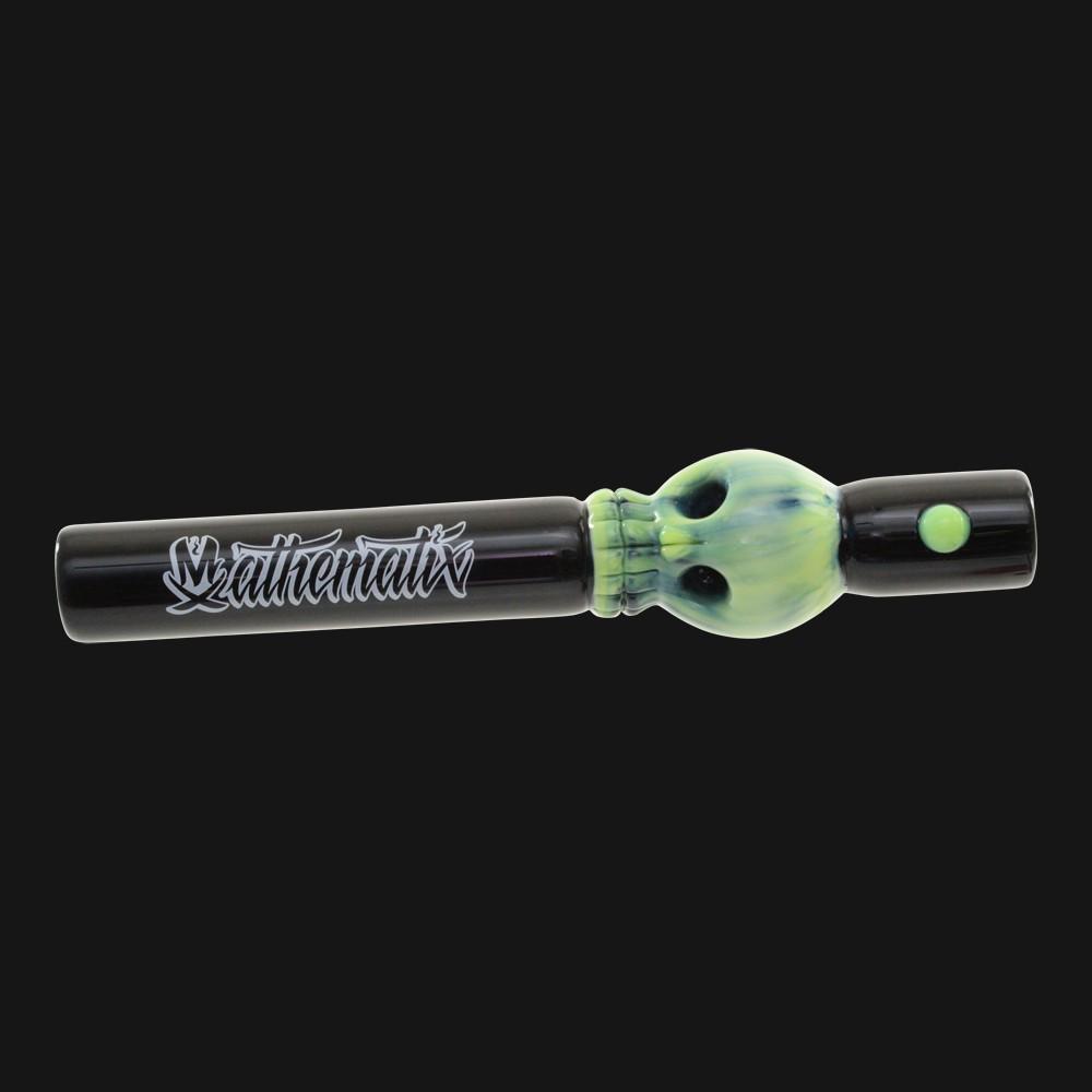 Mathematix Glass - Skull Double Bowl Steamroller Glass Pipe - pipeee.com