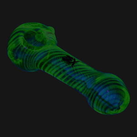 Mathematix Glass - Illuminati Striped UV Reactive Spoon Pipe - pipeee.com