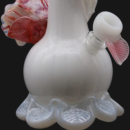Noble Glass Soft Glass Water Pipe Pink Flower Wrap 14" - pipeee.com