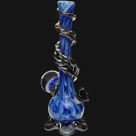 Noble Glass Soft Glass Water Pipe Blue Marble Wrap 14" - pipeee.com