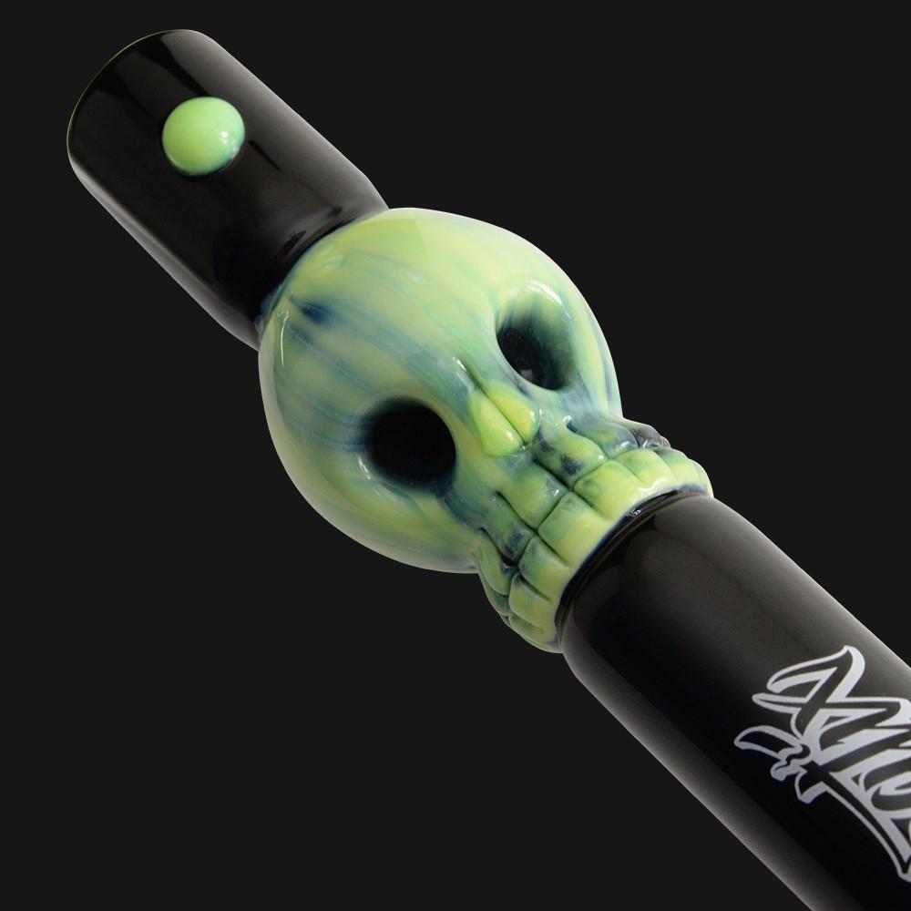 Mathematix Glass - Skull Double Bowl Steamroller Glass Pipe - pipeee.com