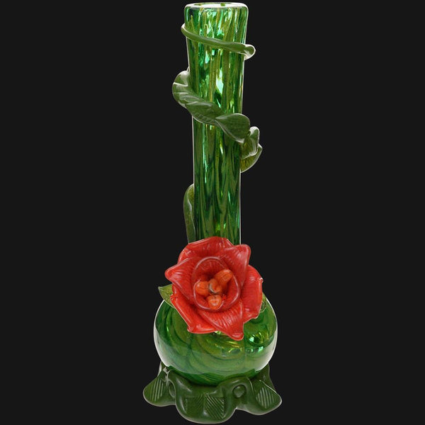 Noble Glass Soft Glass Water Pipe Green Flower Wrap 14 –