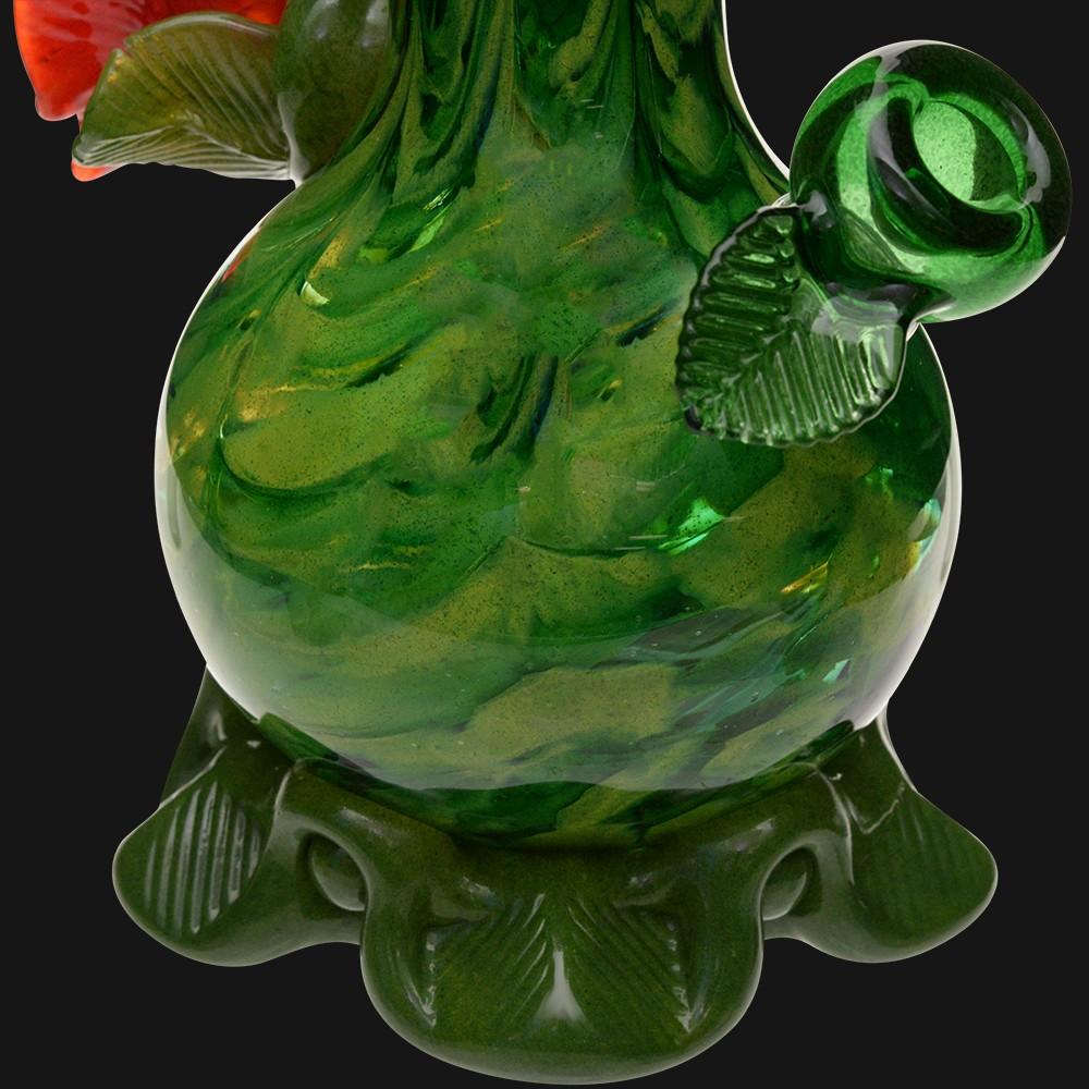 Noble Glass Soft Glass Water Pipe Green Flower Wrap 14