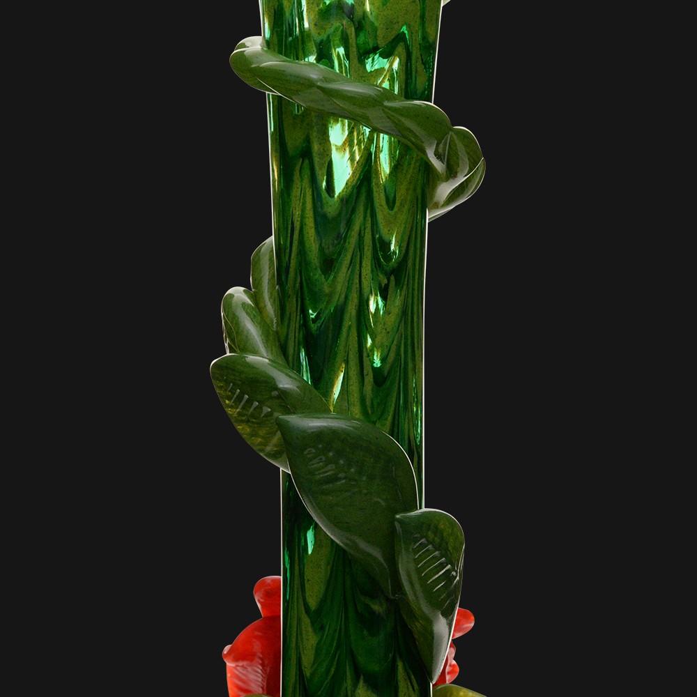 Noble Glass Soft Glass Water Pipe Green Flower Wrap 14