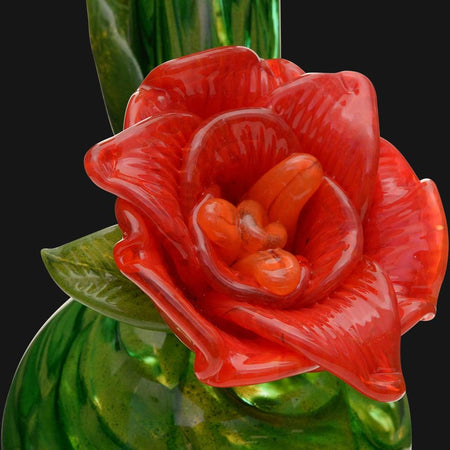 Noble Glass Soft Glass Water Pipe Green Flower Wrap 14" - pipeee.com